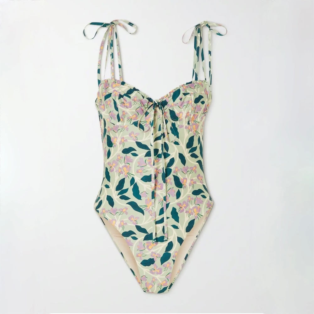 Agua by Agua Bendita Lavanda Cotton & Silk Blend Pareo and swimsuit in size M. - Picture 13 of 14